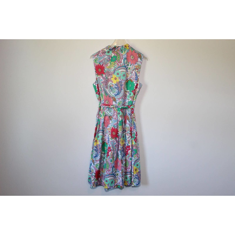 NWT Talbots Floral Paisley Sleeveless Button Front Dress With Tie Size 12 H14884 - Picture 7 of 11